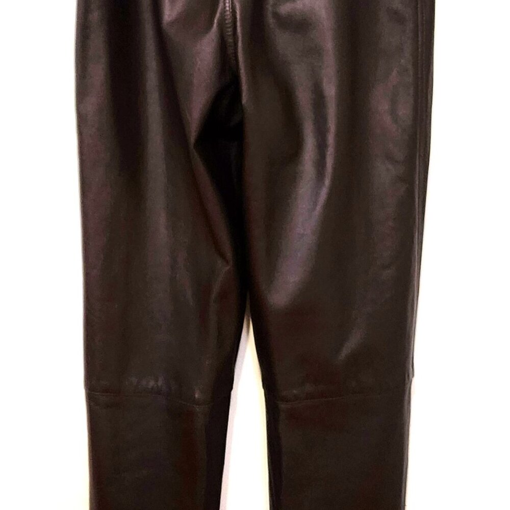 Bianca Nygard Women's Chocolate Brown High Waisted Leather Pants Size 8 - Picture 3 of 8